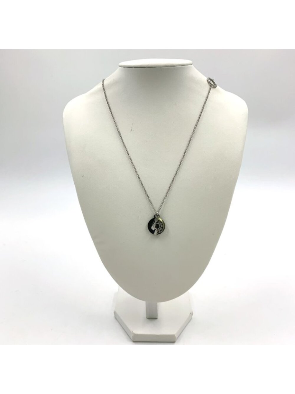 Hermes Cal Zel Buffalo Horn Metal Lacquer Silver Black Necklace - Picture 11 of 11